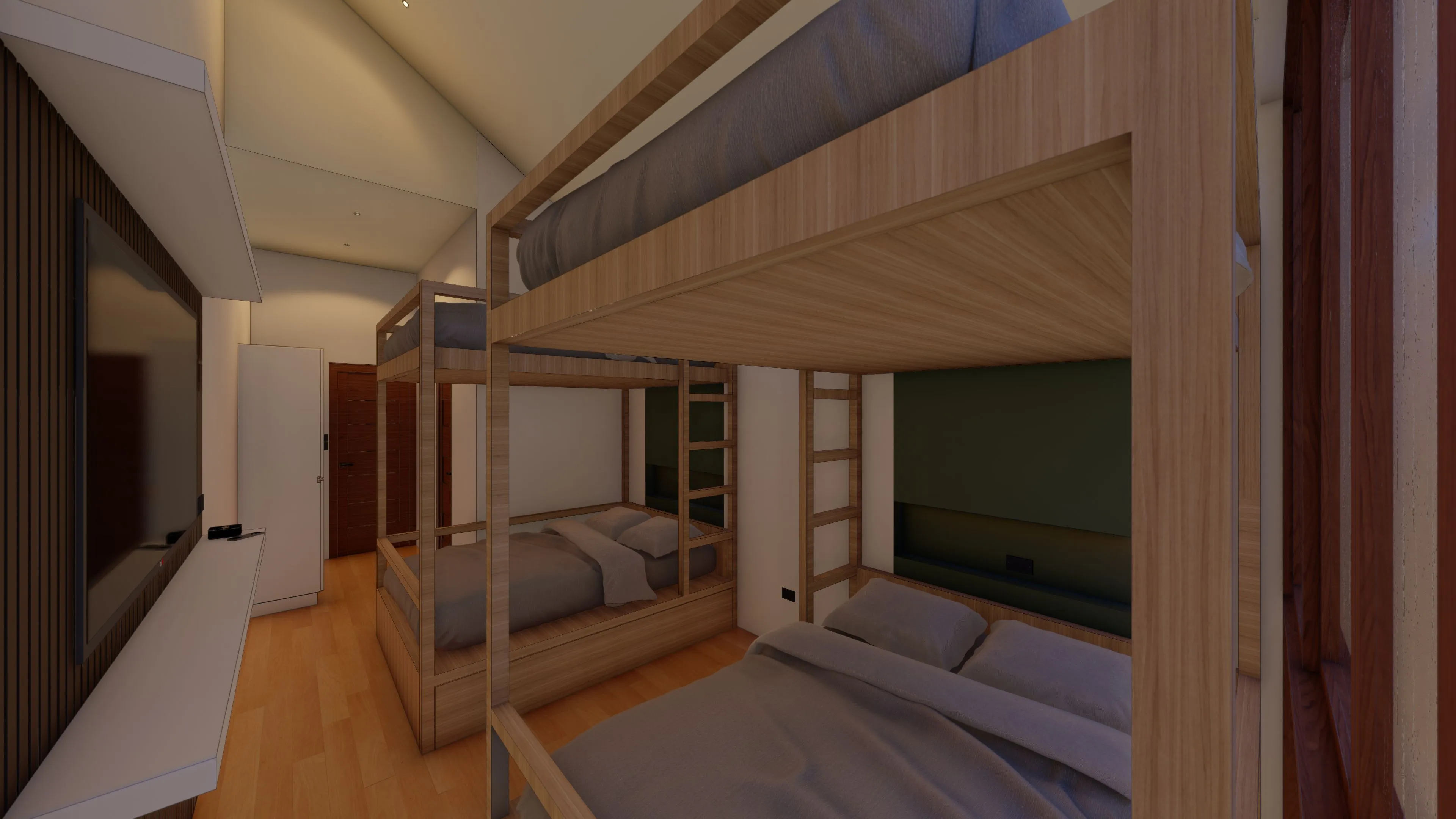 Comfortable bedroom with queen bed and modern furnishings