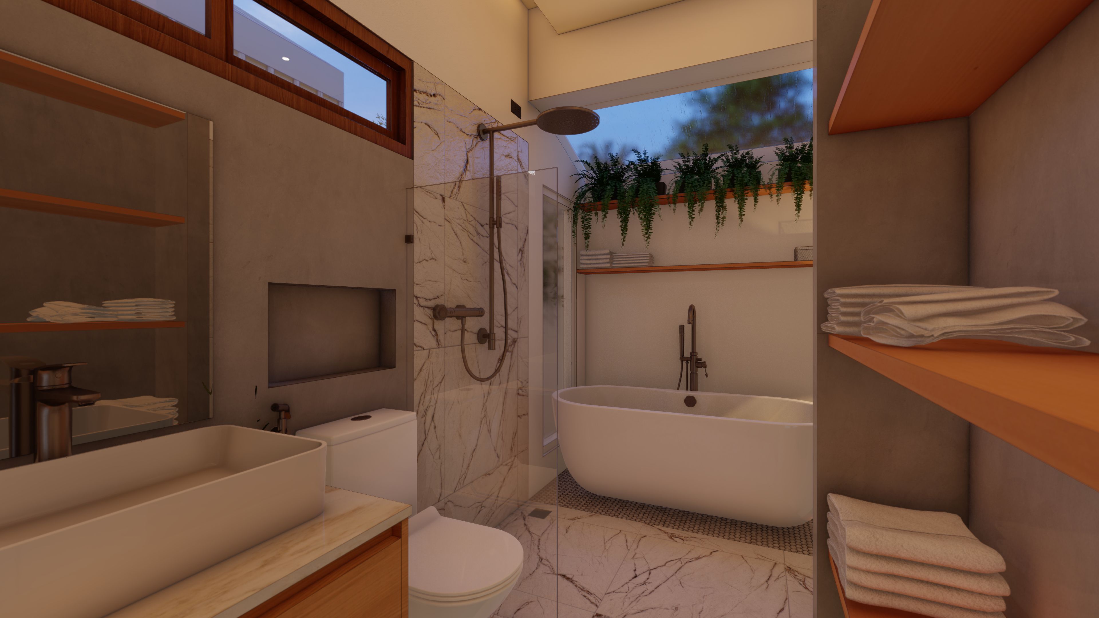 Master bathroom with modern fixtures and elegant design